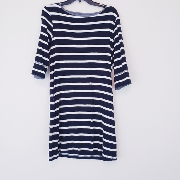 Black White Stripe Dress Tunic Size Large Twik Simons Long Sleeve Knit Large - Picture 2 of 5